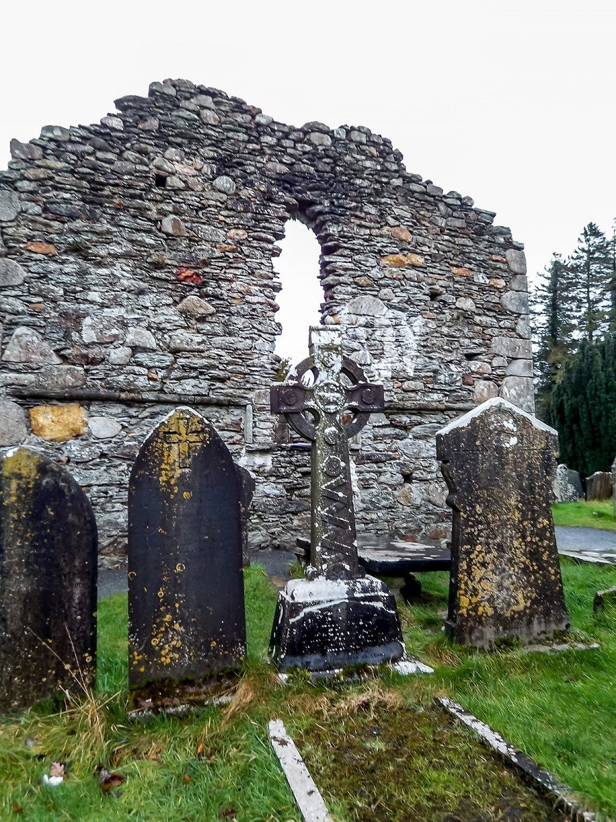 Ruins and cemetery at Glendalough monastery in Ireland