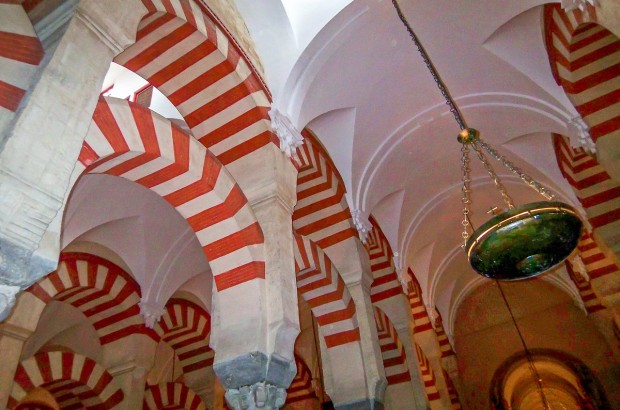 La Mezquita in Cordoba, Spain The candy cane stripes inside the La Mezquita Cordoba.