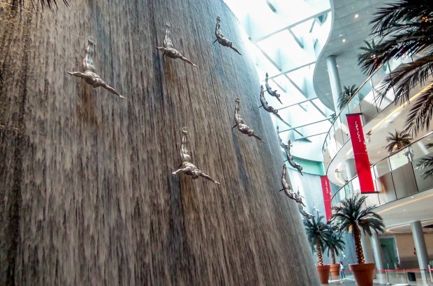 The Strange Culture of Malls in Dubai The massive fountain inside the Dubai Mall.