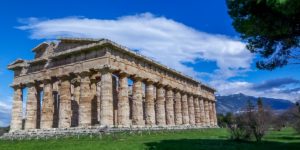 The Ruins of the Paestum Temples The temple ruins of Paestum, Italy.