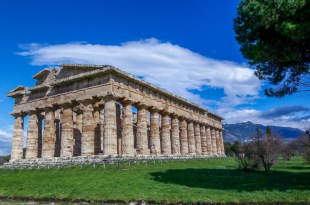 The Ruins of the Paestum Temples The temple ruins of Paestum, Italy.