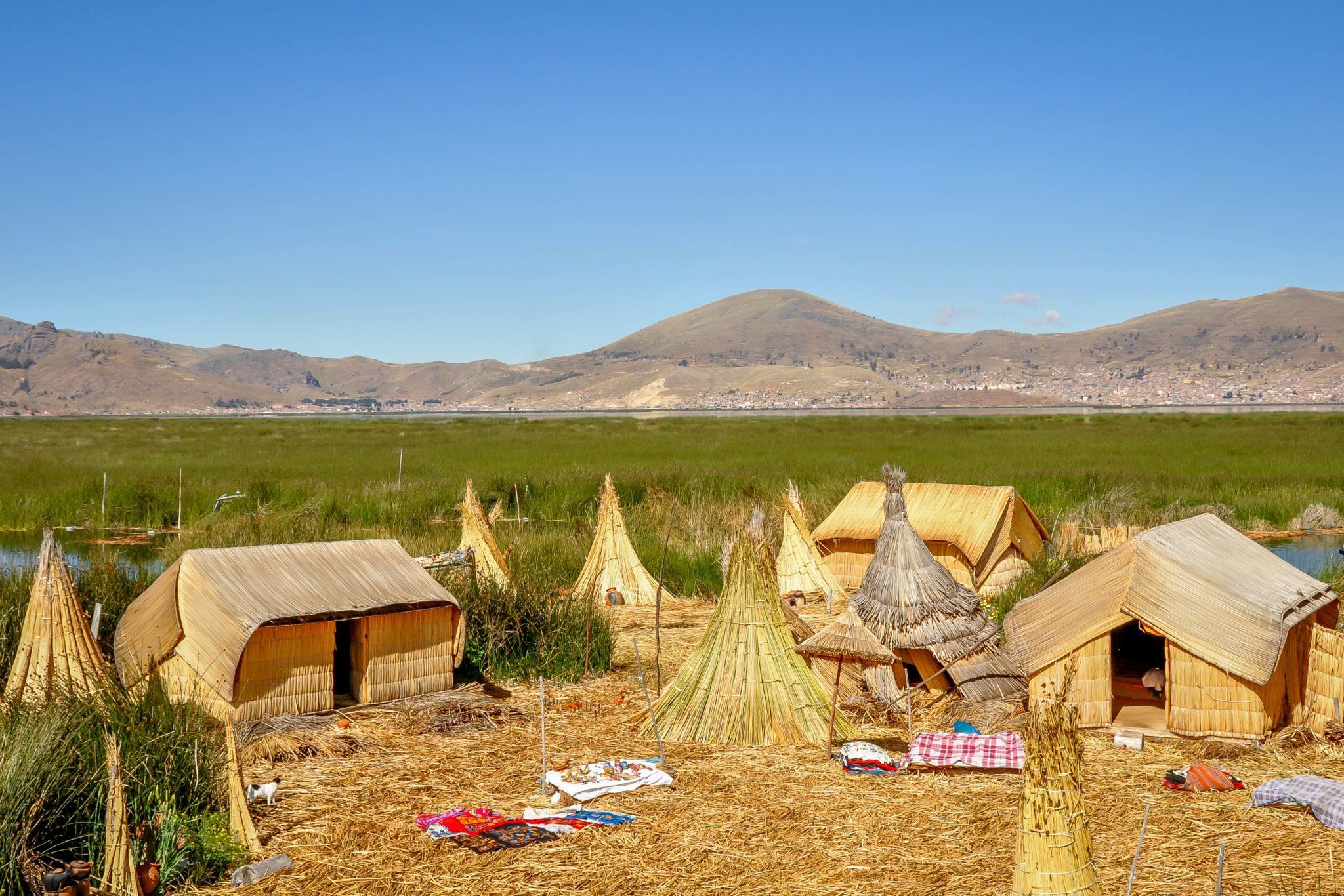 Community on the floating Uros Islands in Lake Titicaca