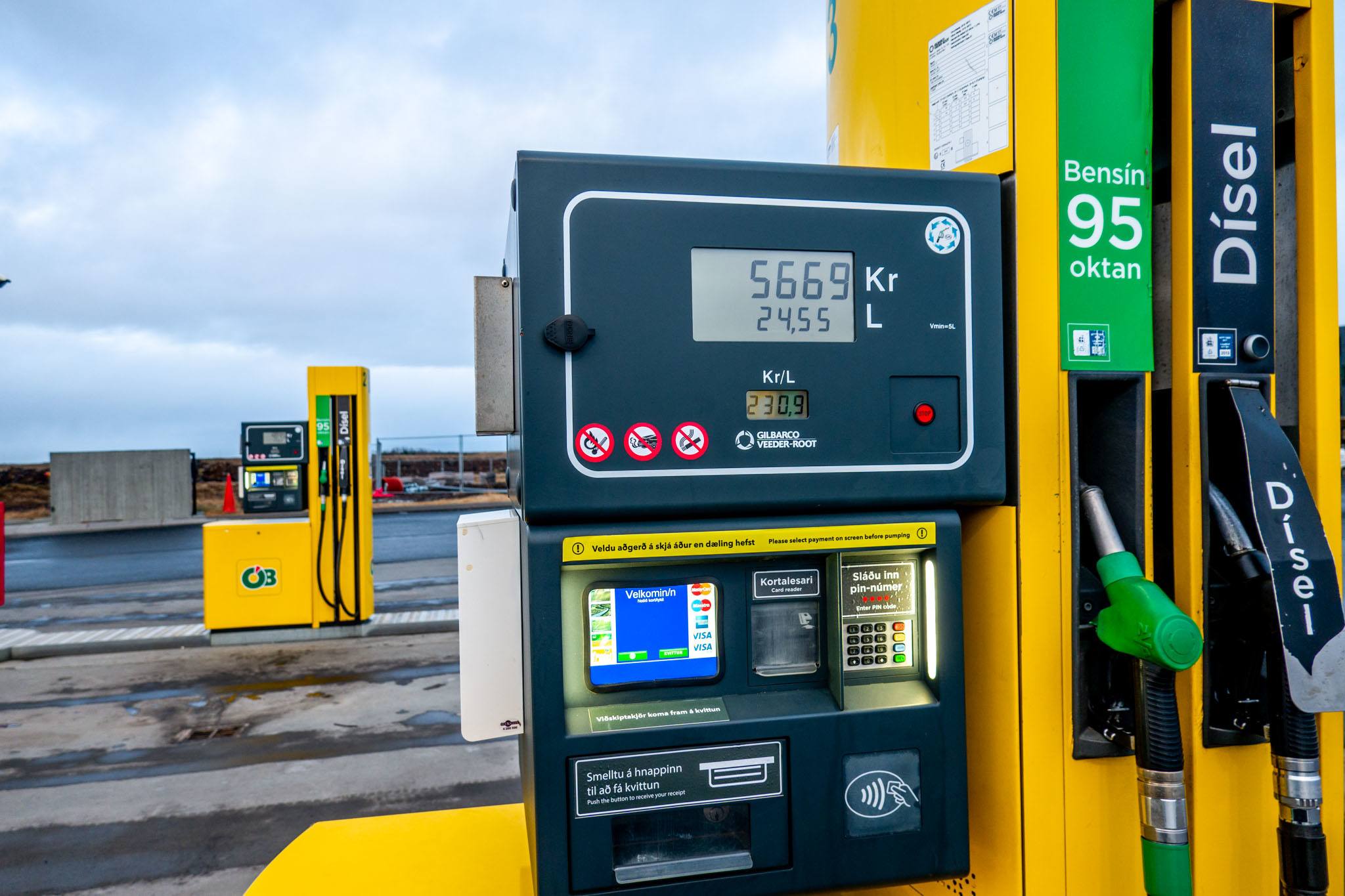 A self-pay pump at an Iceland gas station.