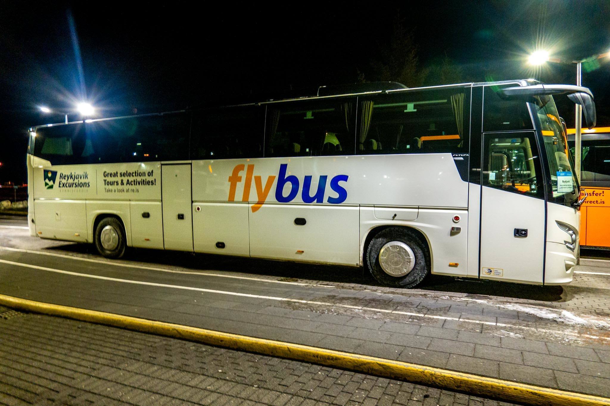 The Flybus sitting at the Keflavik airport.