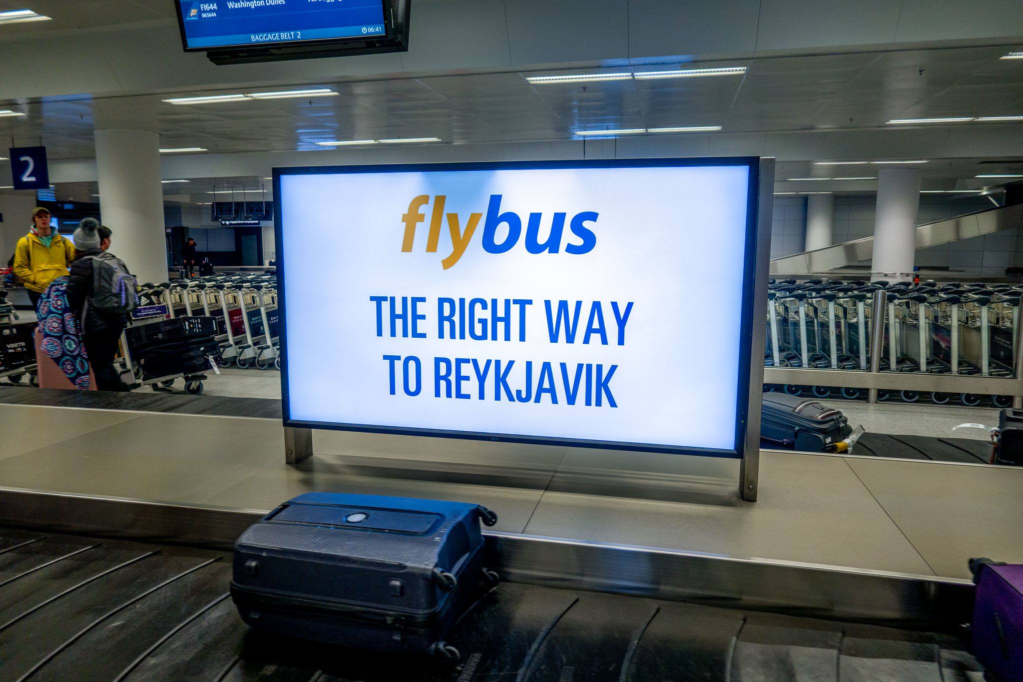 Reykjavik Excursions put it's money into marketing the Flybus, from ads on every seat on the plane to billboards in the airport.