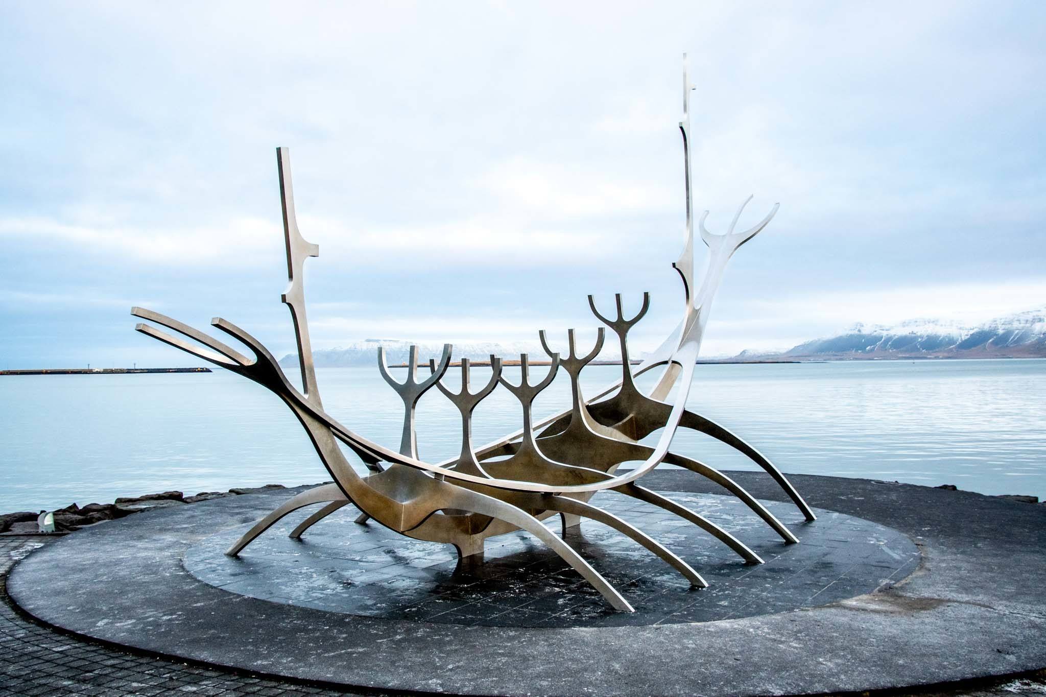 The steel Sun Voyager sculpture in Iceland.