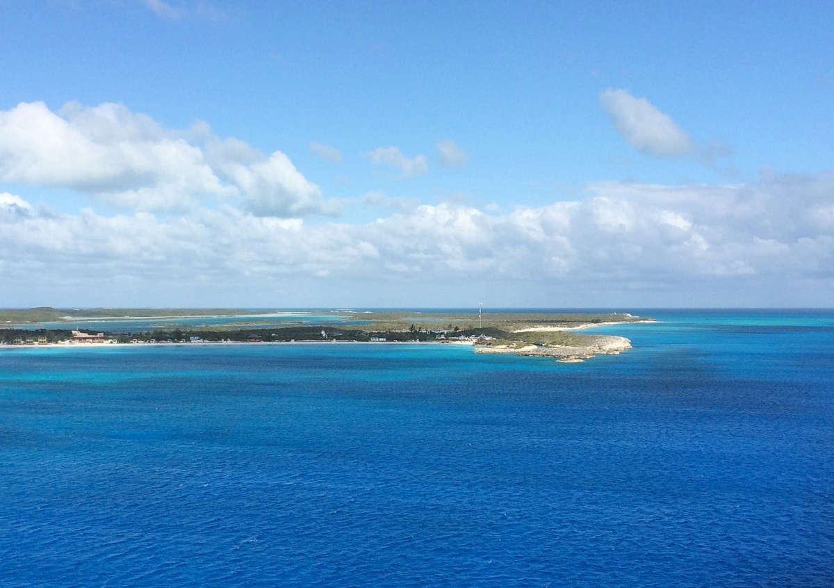Little San Salvador Island in the Bahamas is a cay: a low-evaluation sandy island on top of a coral structure. The island is owned by Carnival Cruise Lines.