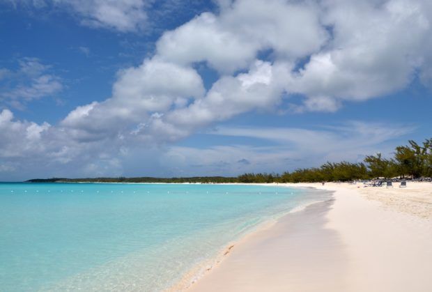 Enjoying the beach during one of our Carnival Half Moon Cay excursions.