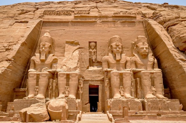 Alone at Abu Simbel in Nubia, Egypt Front of Abu Simbel in Egypt