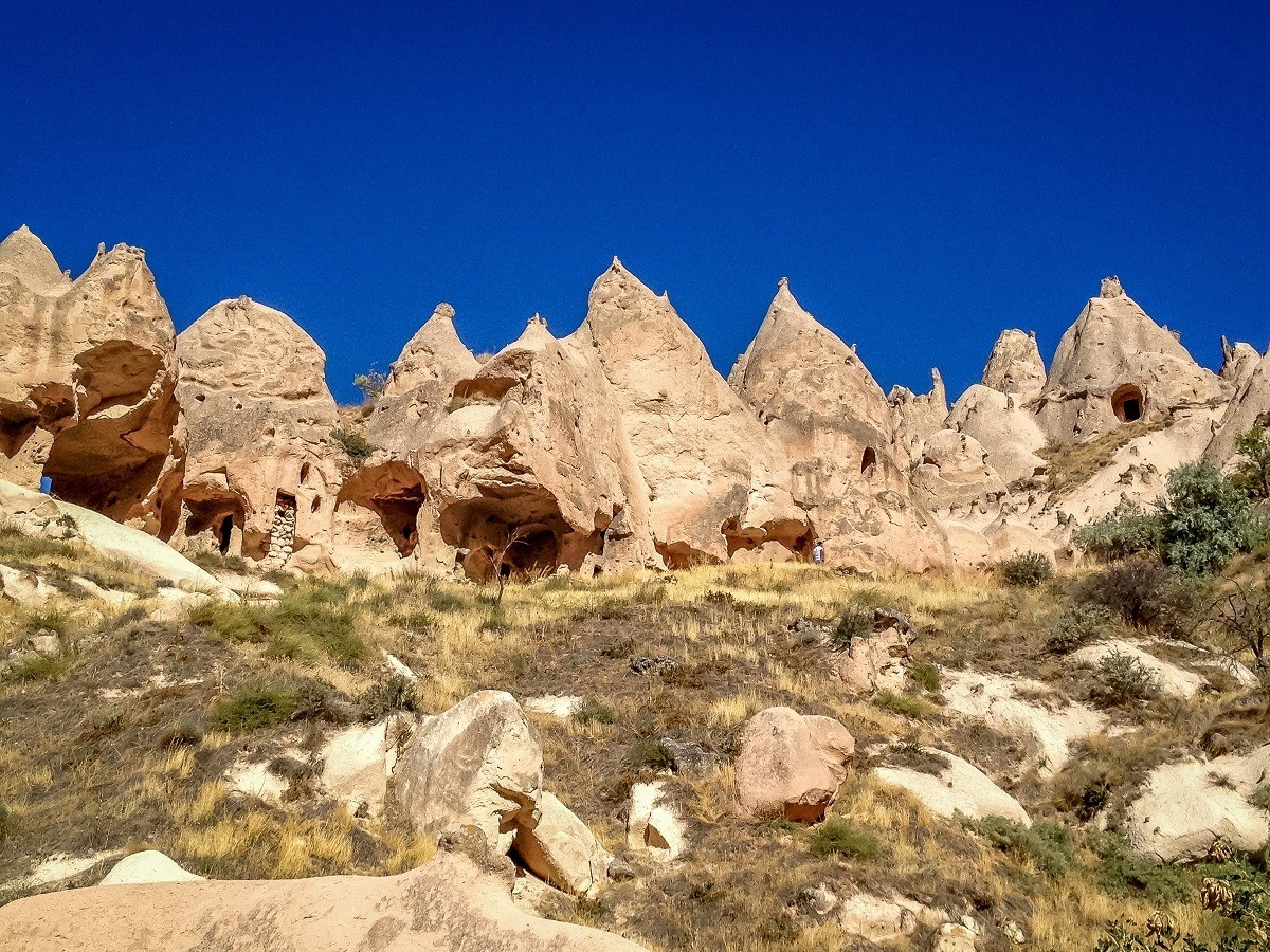 The cave dwellings at the Zelve Open Air Museum in Cappadocia.