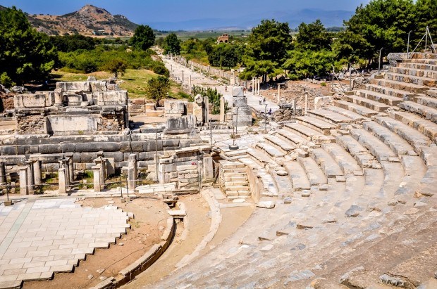 Semi-circular ancient amphitheater