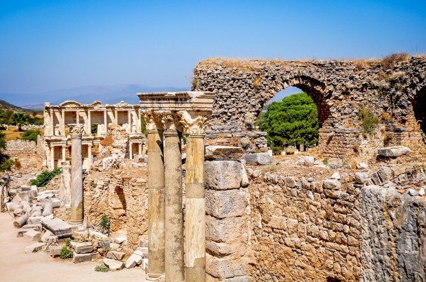 Library of Celsus and Ephesus ruins from Curetes Street