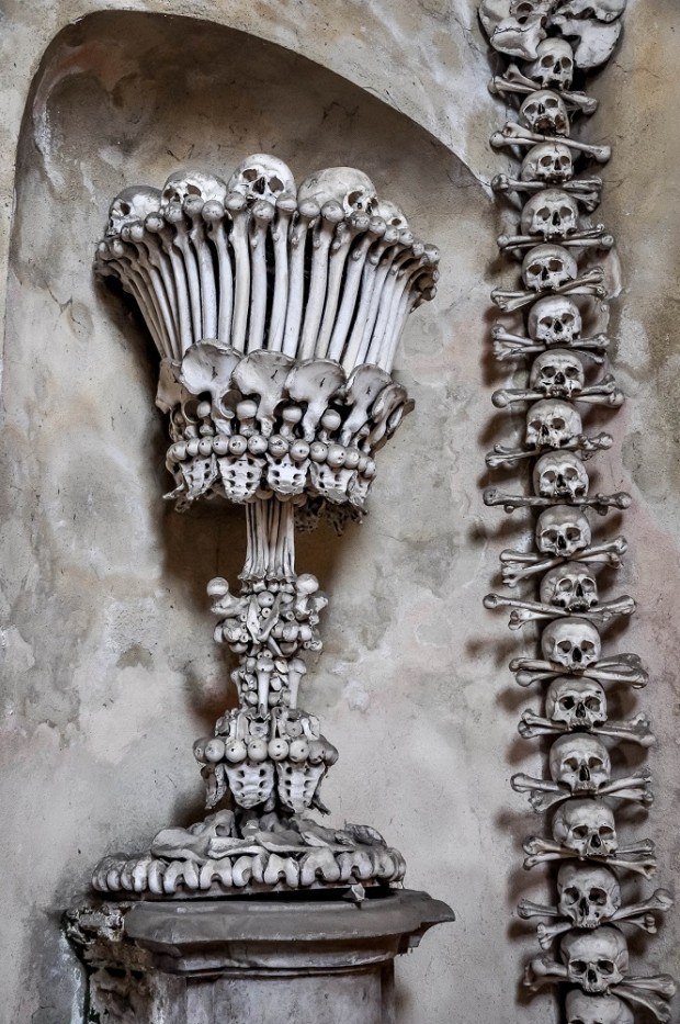 Another inventive sculpture at the Kutna Hora Bone Church