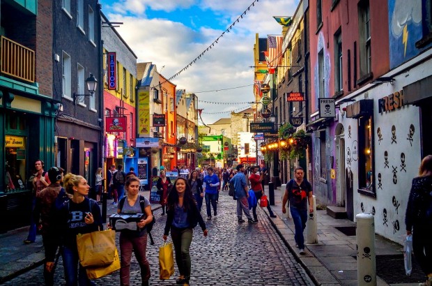 An Unexpected Dublin Walking Tour Temple Bar at dusk