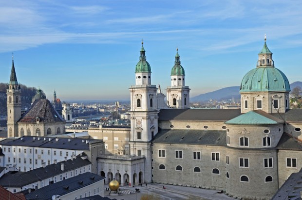 Wintery Day in Salzburg, Austria Looking down on Salzburg from the Hohensalzburg Fortress