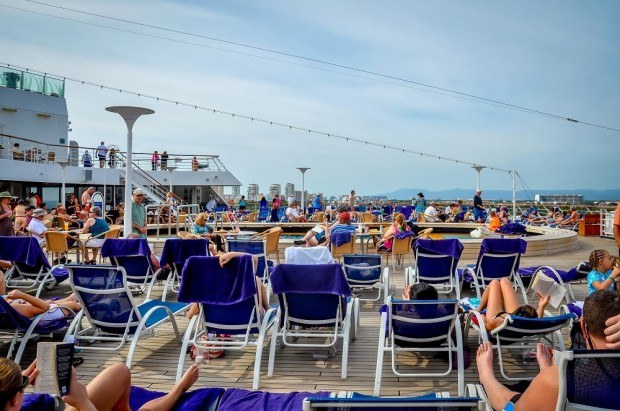 Two cruiseship tips we like to share: bring extra sunscreen and also beach towel clips for lounging by the pool on cruise ship sea days.