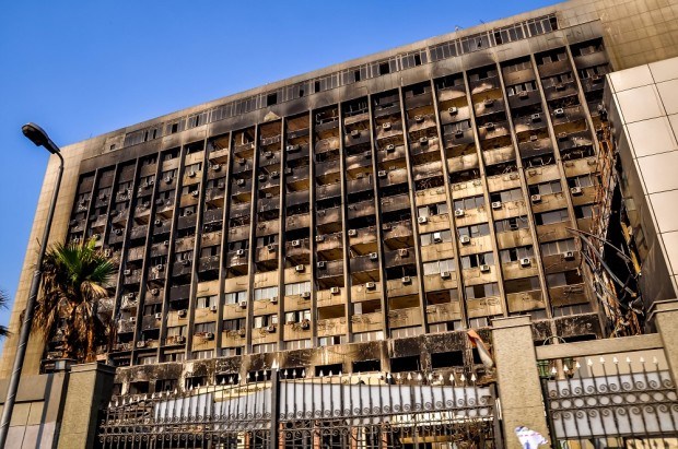 National Democratic Party headquarters burned in the Egypt Revolution