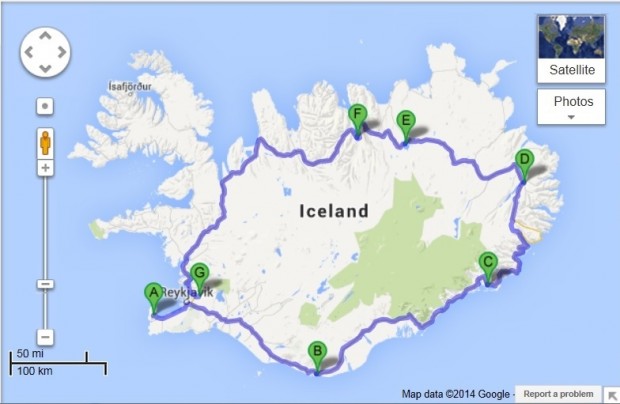 Iceland Ring Road Map: Iceland Itinerary for the Ring Road. If you decide to drive Route 1, be sure to buy a map of Iceland Ring Road at a gas station when you arrive and do not rely completely on GPS or cell phones for navigation.
