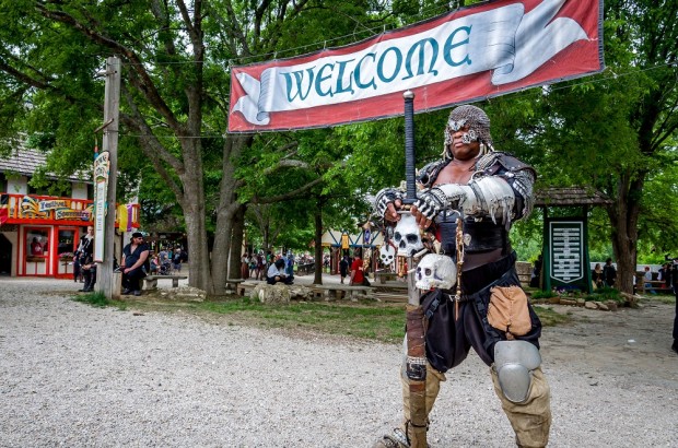 Party Like It’s 1533 at Scarborough Renaissance Festival Sholo the Nubian greets you at Scarborough Fair Texas