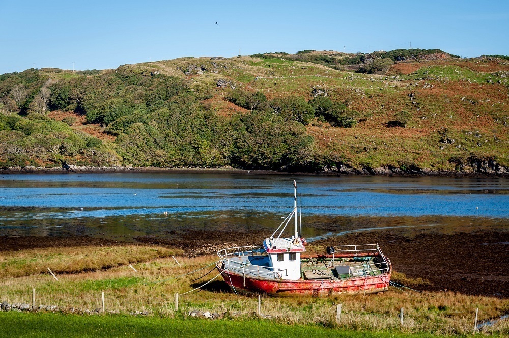 Abandoned fishing boat on the Wild Atlantic Way in Donegal