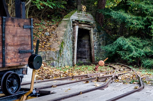 Being a Miner For a Day at the Slovak Mining Museum An ore cart and tracks at the Slovak Mining Museum in Banska Stiavnica.