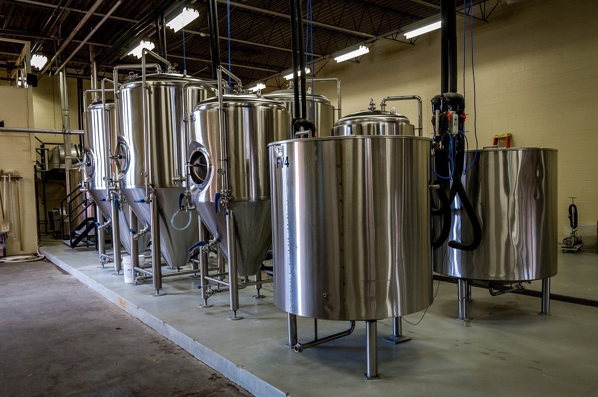 Fermentation tanks at Figure Eight Brewery in Valparaiso, a popular destination on the South Shore Brewery Trail.