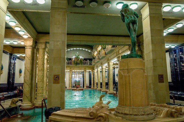 The indoor Gellert Baths in Budapest, Hungary.