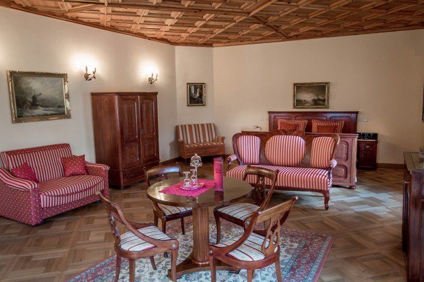 The Grand Bedroom in the Royal Suite at the Penzion Cosmopolitan in Banska Stiavnica, Slovakia.