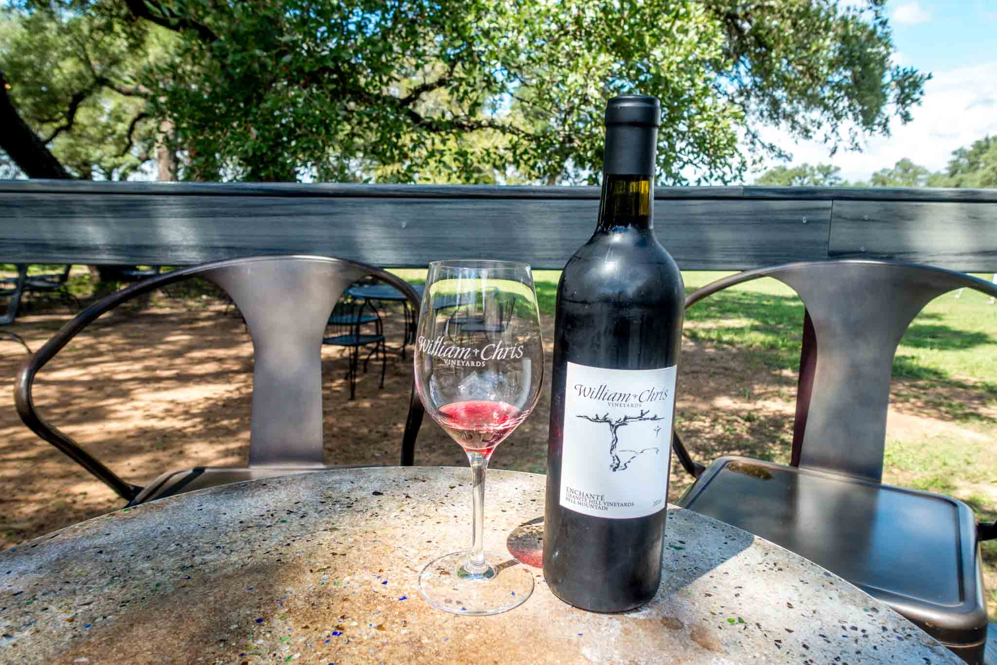 William Chris winery, one of the best wineries near Fredericksburg TX, offers wine tasting with a view of the Texas Hill Country