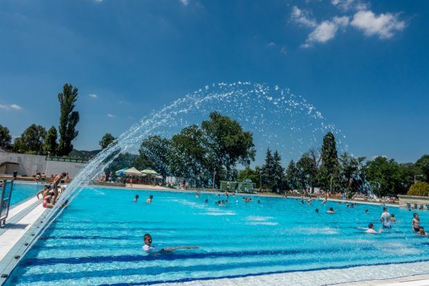 Pool at Palatinus Strand in Budapest, Hungary