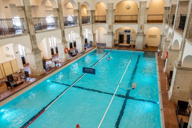 Indoor swimming pool at Rudas Baths in Budapest