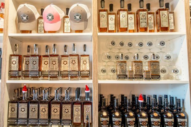 Texas bourbon and other products at Witherspoon Distillery, one of the distilleries in Texas near Dallas