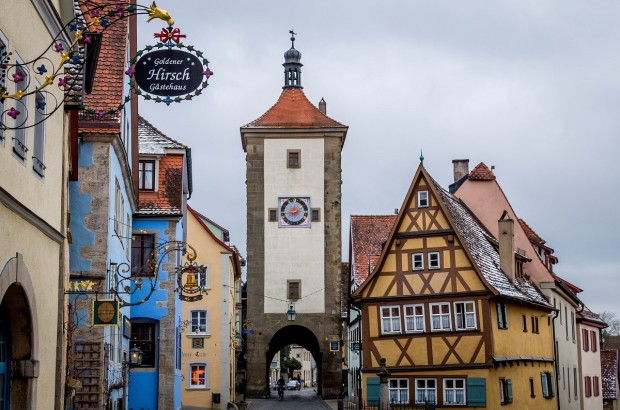Fairy Tales and Legends in Rothenburg This intersection in Rothenburg ob der Tauber is one of the most photographed spots in all of Germany. Extreme poverty for hundreds of years has preserved the town's medieval character.