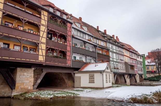 Rewriting Germany’s Jewish Heritage in Erfurt The bridge over the river in Erfurt, Germany.