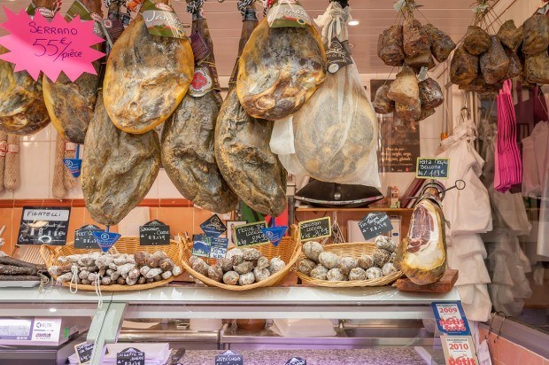 Meat for sale at the market in Nimes, France