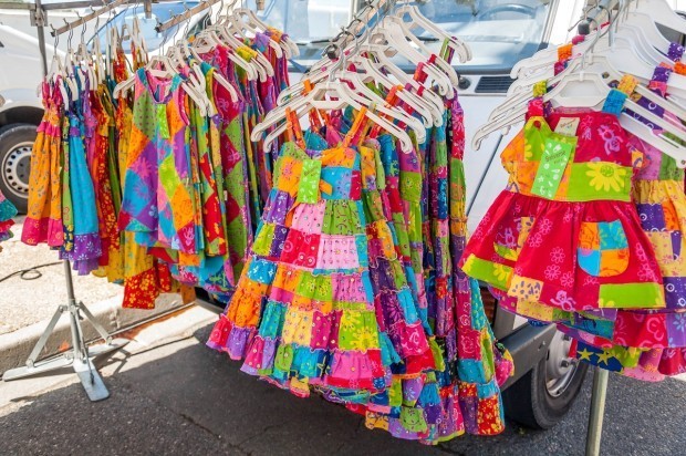 Clothes for sale at the Vaison la Romaine market