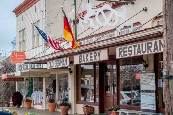 Fredericksburg-main-street-1 German bakery on Main Street in Fredericksburg TX