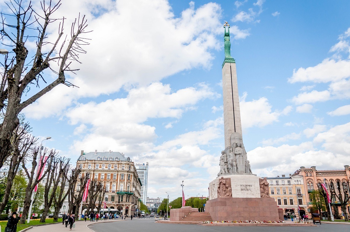 The 140-foot-tall Freedom Monument is one of the unique Riga tourist attractions