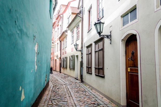 The colorful Troksnu iela is one of the medieval streets behind the original city walls. It's one of the interesting things to see in Latvia.