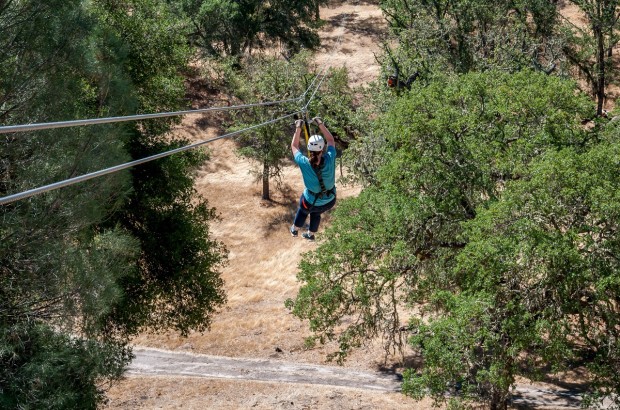 Zippin’ and Sippin’ at Santa Margarita Zip Line Laura on the Santa Margarita zip line in Paso Robles, California.
