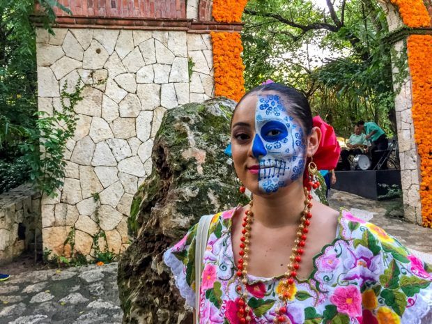 Woman at Xcaret Day of the Dead in Playa del Carmen, Mexico
