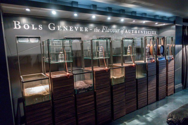 An exhibit at the House of Bols in Amsterdam teaches visitors about the components of genever and their scents