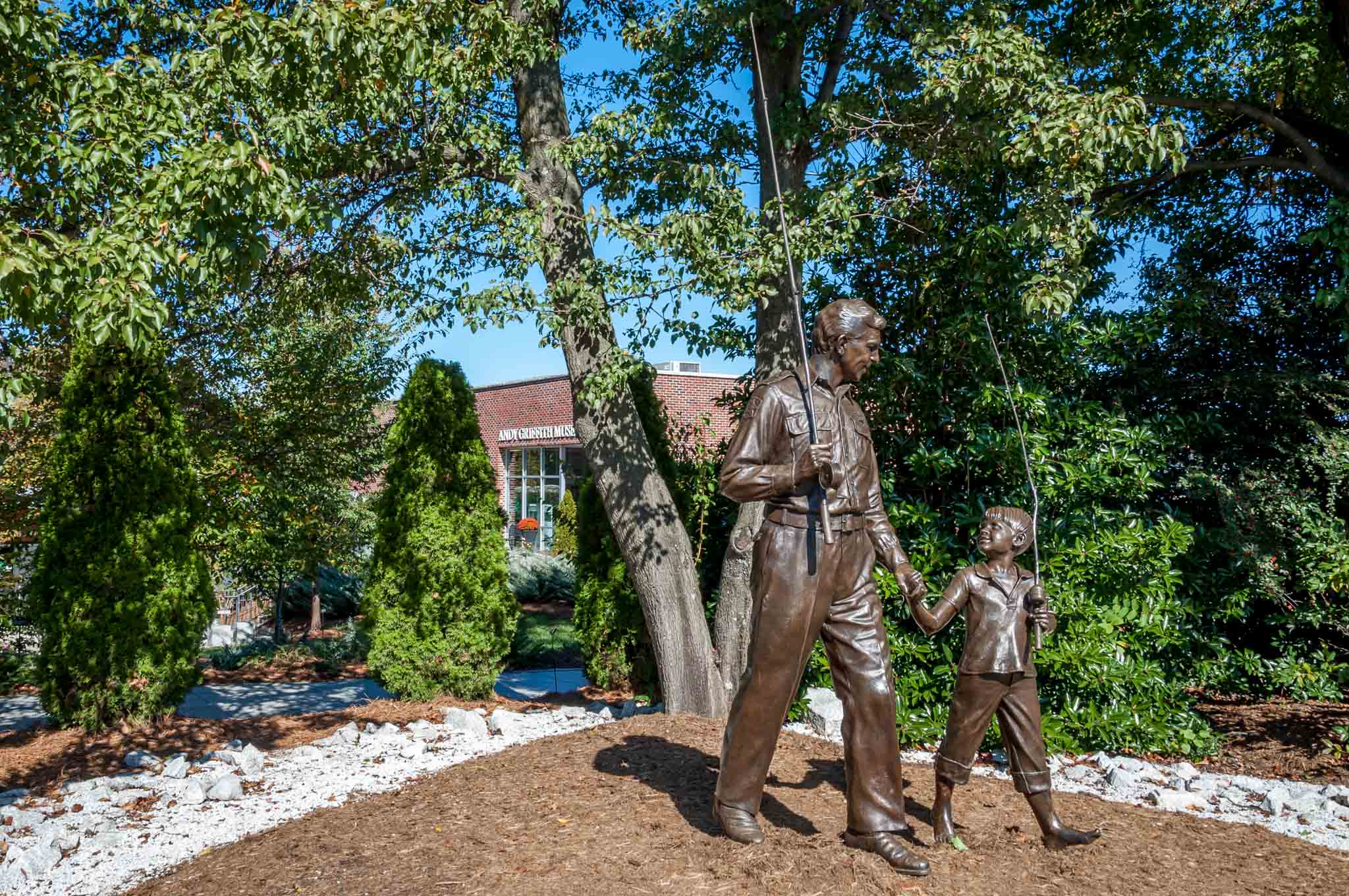 Statue of Andy and Opie Taylor going fishing in Mayberry NC (aka Mt Airy)