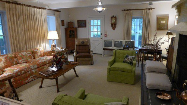 The living room at LBJ's Texas White House. It is one of the more contemporary presidents' homes people can visit.