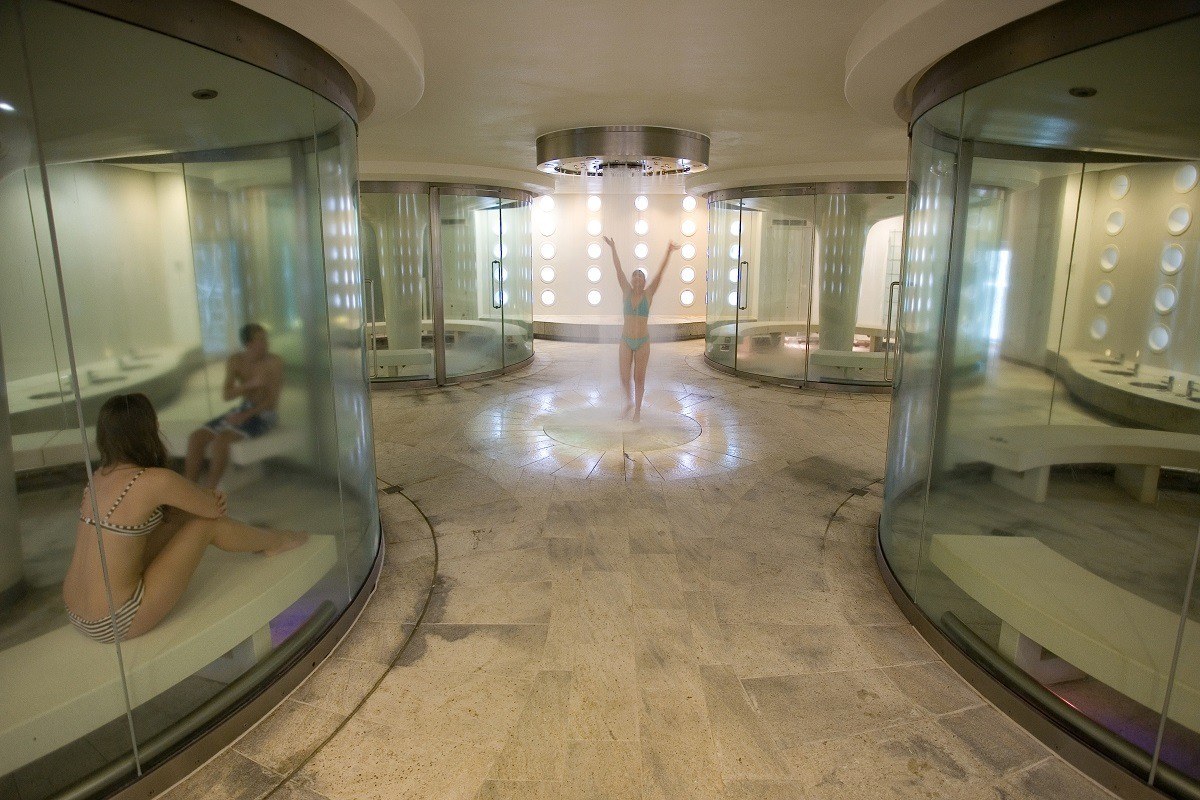 The aromatherapy steam rooms and cold shower at the Thermae Spa in Bath.