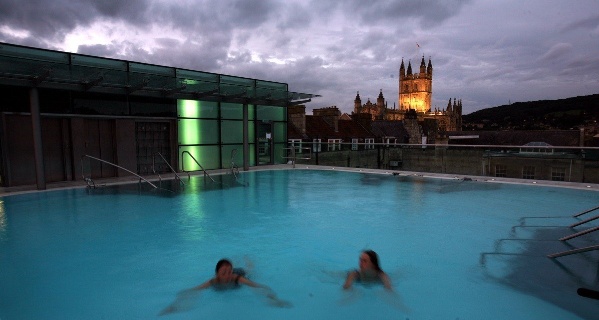 The Bath Thermae Spa at Twilight.