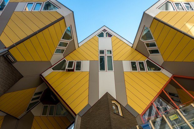 The remarkable Cube Houses of Rotterdam, Netherlands, up close