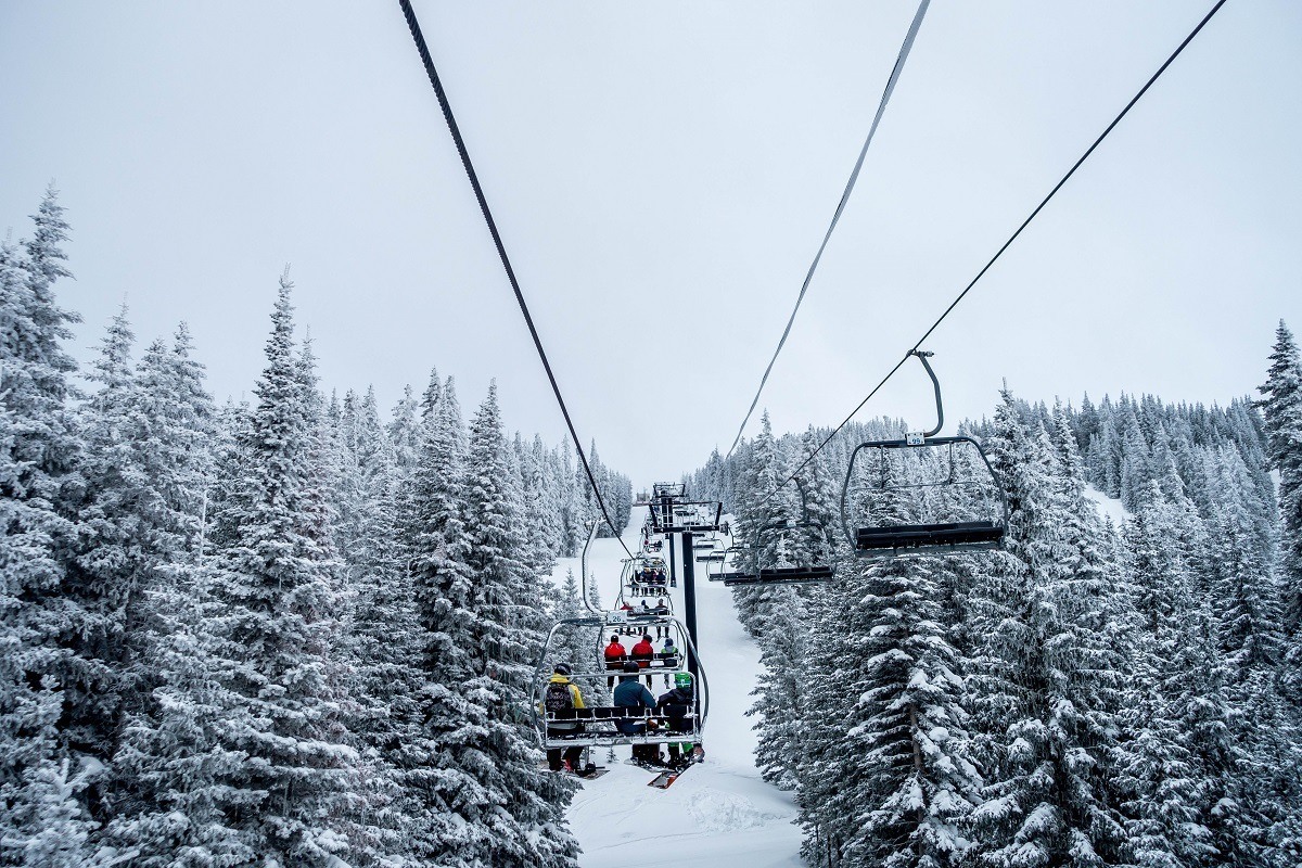 Riding the chair lift at Ski Santa Fe Resort