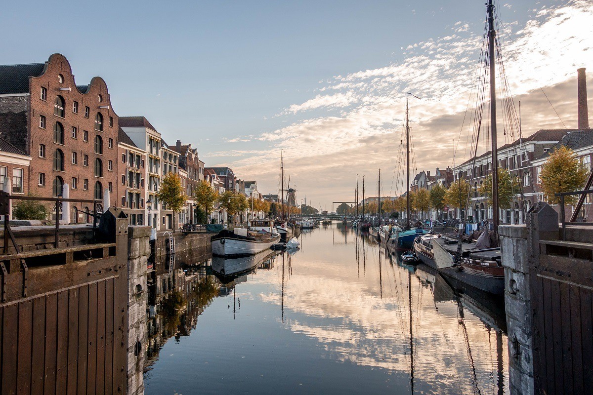 The picturesque marina of Delfshaven is worth visiting when you tour Rotterdam, Netherlands