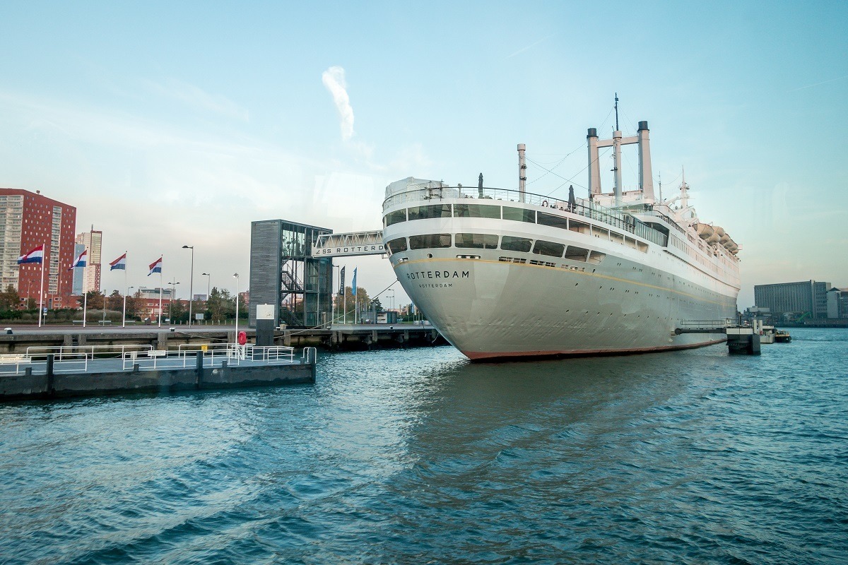 The ss Rotterdam, one of the quirkier Rotterdam sights, is permanently docked as a museum and hotel in the port of Rotterdam